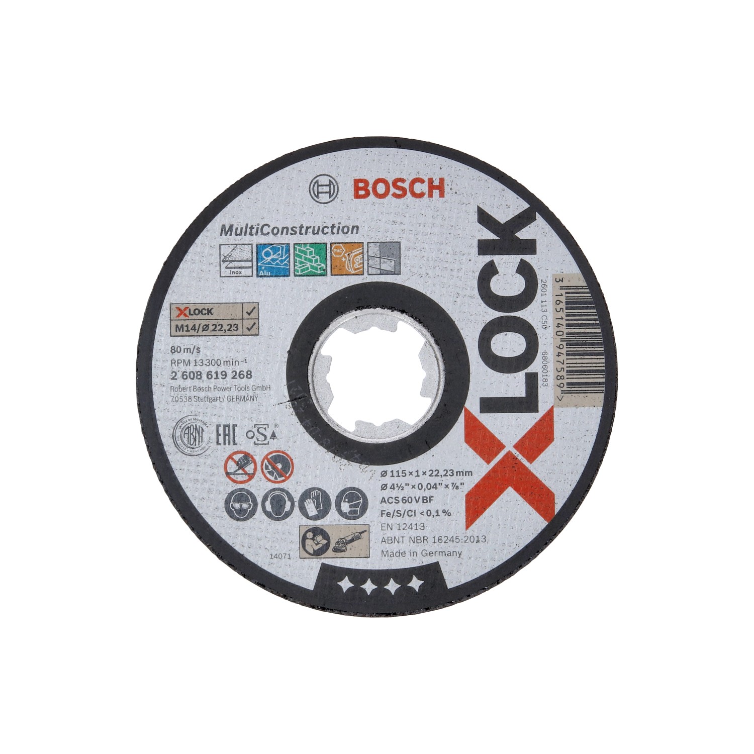 Bosch Trennscheibe X-Lock Multi Construction 115 mm x 1 mm x 22,23 mm