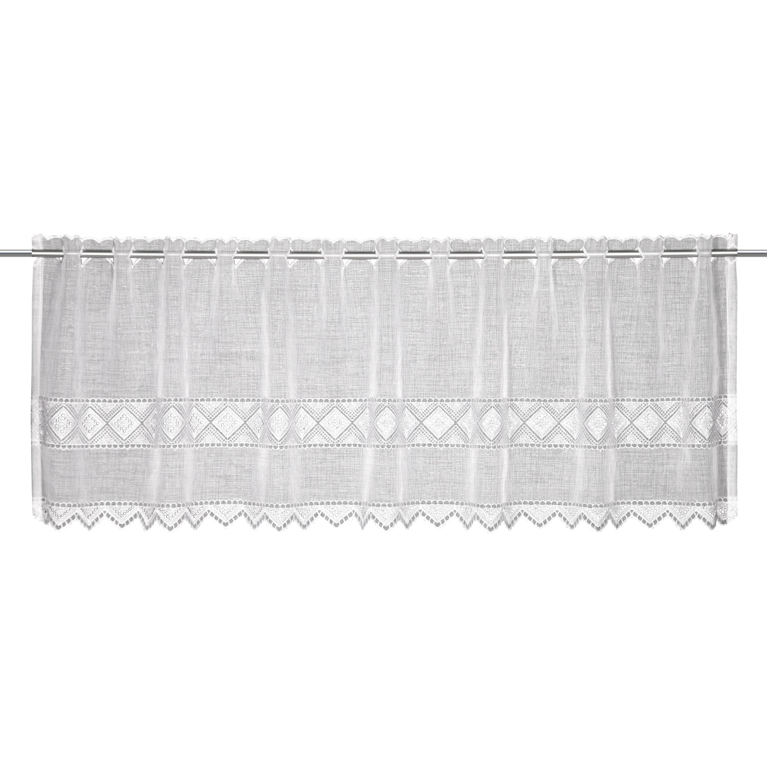 Gardine Linien Streifen Raute Weiß 45 cm x 135 cm