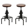 2er Set MCW Barhocker N23, braune Holzsitze, schwarzes Stahlgestell im Industrie Design.