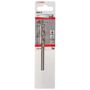 Bosch Metallbohrer HSS-G 5,5 mm im Blister, geeignet für präzise Bohrarbeiten in Metall.