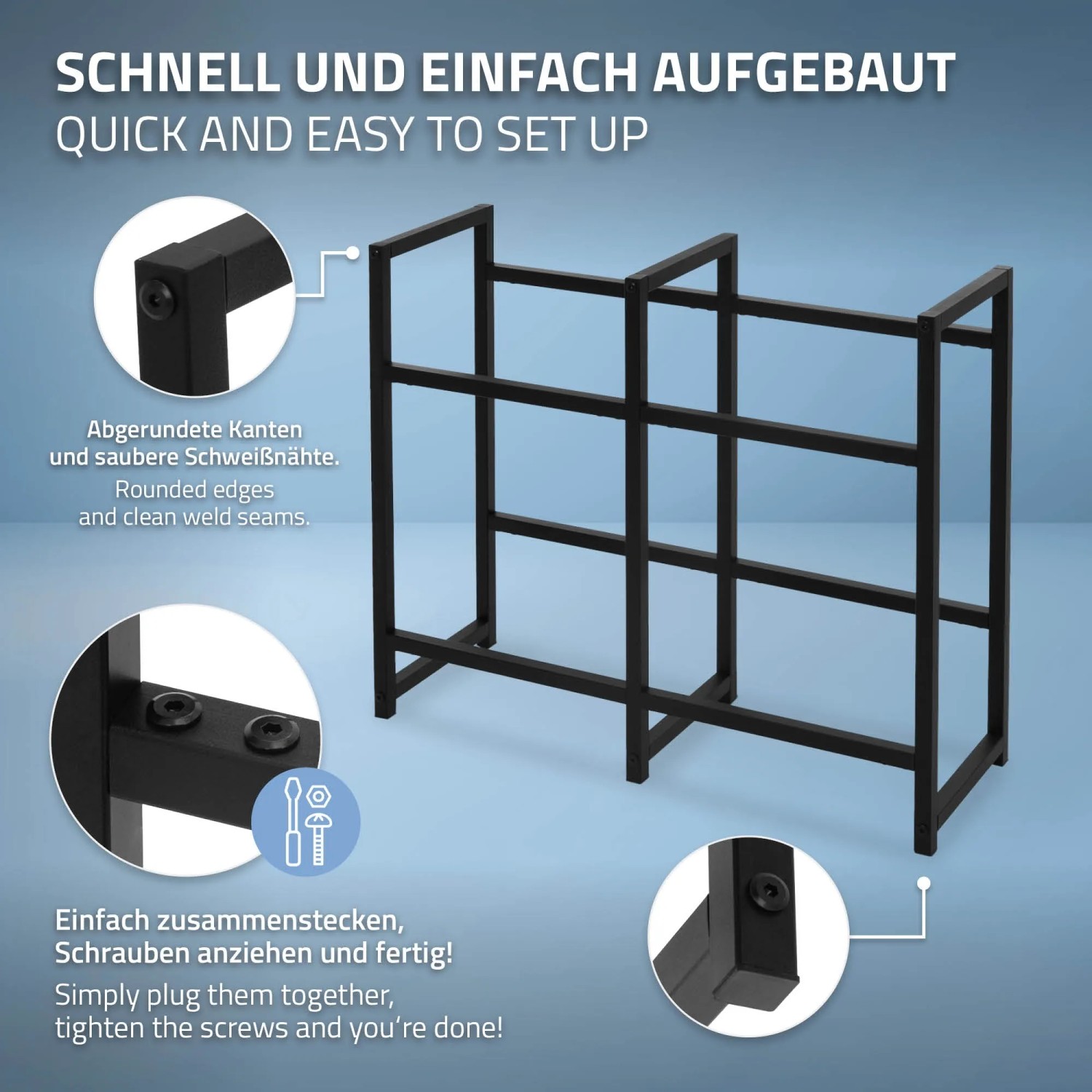 ML-Design Getränkekistenregal aus Stahl für 4 Kisten, freistehend.