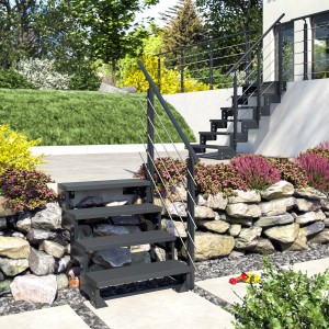 Dolle Außentreppe Gardentop, 2 Stufen, anthrazit mit Geländer. Wetterfest und langlebig.