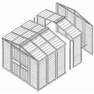 Erweiterungsset für Duramax WoodBridge Garage, zur Vergrößerung um 79 cm.