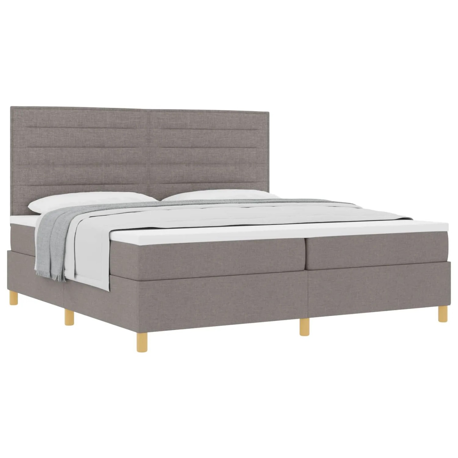 vidaXL Boxspringbett mit Matratze Taupe 200 x 200 cm Stoff 3339571