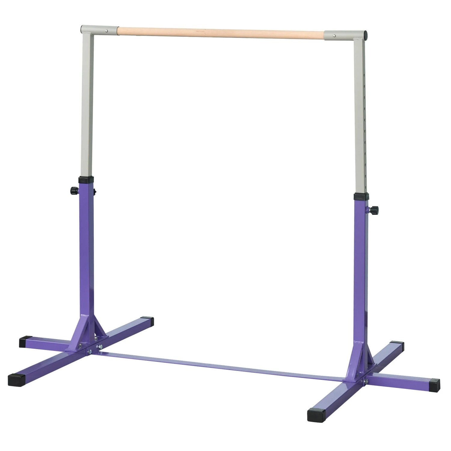 HOMCOM Turnreck Gymnastikstange höhenverstellbar Stahlkonstruktion bis 75 kg, (Turnstange aus Holz, 1-St., Reck), für 3+ Kinder, Indoor, Outdoor, Violett