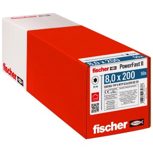 Fischer PowerFast II Holzschrauben 8x200 mm, 50 Stück im Karton.