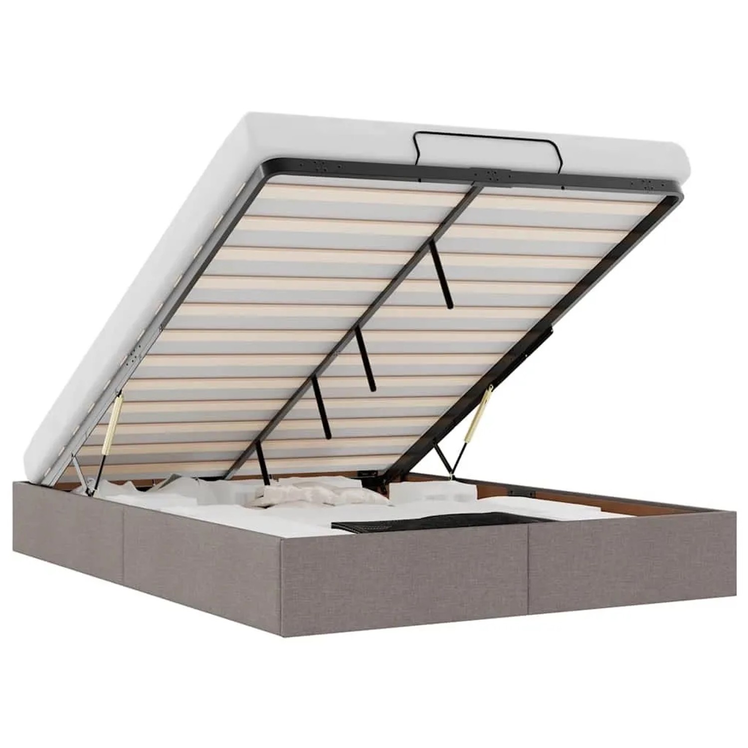 vidaXL Ottoman-Bett ohne Matratze Taupe 140x190 cm Stoff 3310879