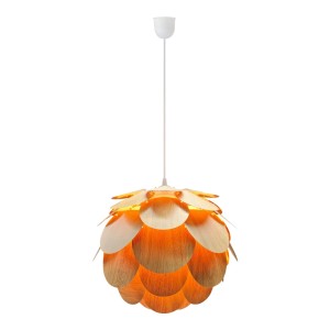 Nussbaum-braune Pendelleuchte Foglia, Ø40cm, im skandinavischen Stil für Wohn- und Schlafzimmer.