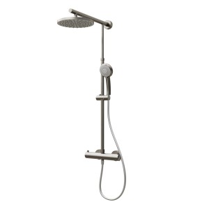 Schulte ExpressPlus Duschsystem Rain Classic mit Thermostat, runder Kopf- und Handbrause.