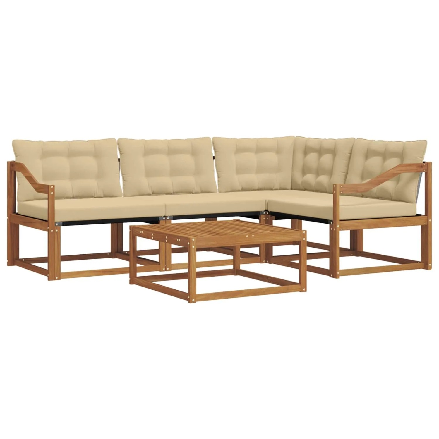 vidaXL Outdoor-Sofagarnitur mit Kissen 5-Tlg Natur und Beige 3369444