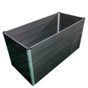 Anthrazitfarbenes WPC Hochbeet, 75x150x70 cm, für Garten und Terrasse.