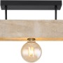 Globo Deckenleuchte Adalaie, 3-flammig, aus Metall schwarz und Holz naturfarben.