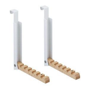 Relaxdays Türgarderobe 2er Set Eisen Lotusholz Weiß Klappbar 21 x 2,5 x 18 cm 150 g