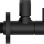 Schwarzes, mattes Kirchhoff Universal Eckventil für Kalt- und Warmwasserleitungen.