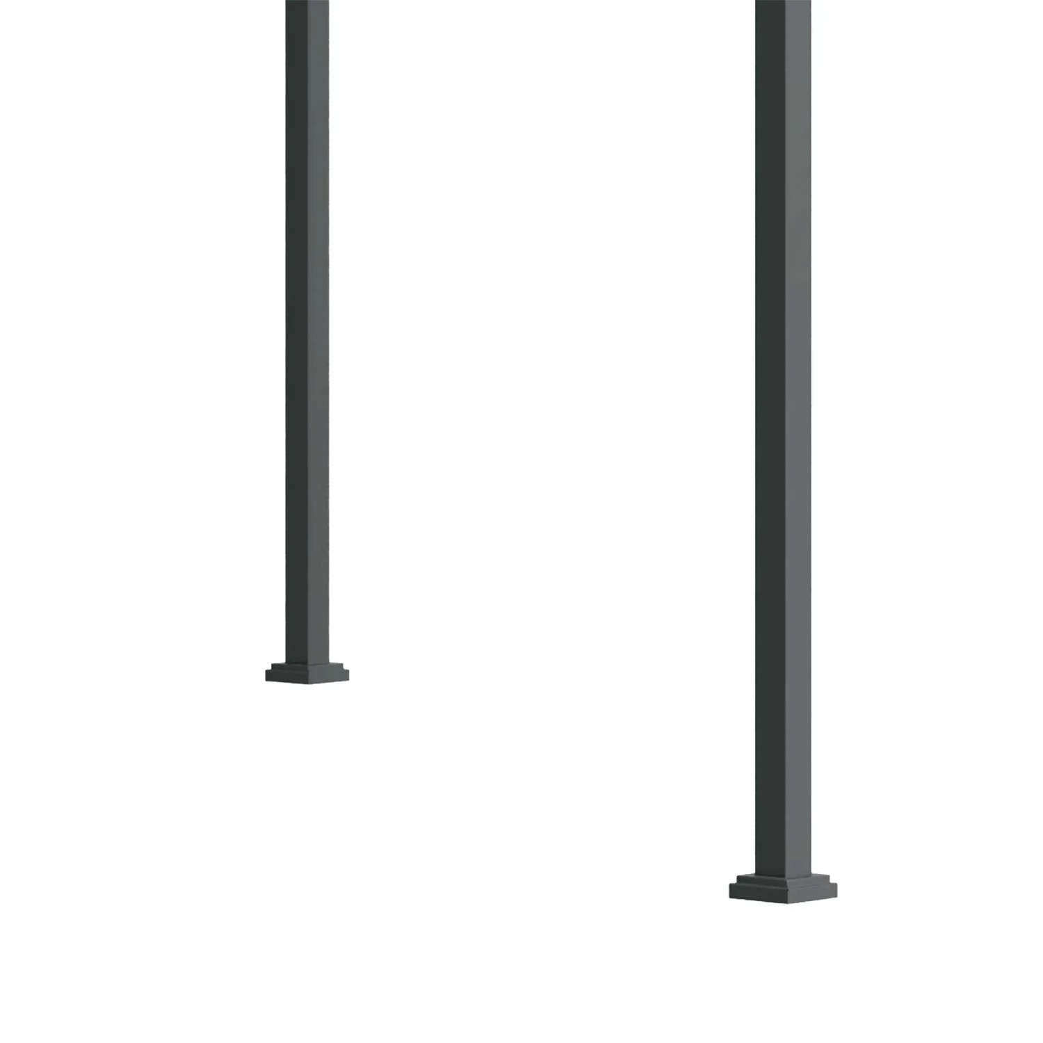 Detailansicht der schwarzen Outsunny Pergola: Metallpfosten für Markisen & Sonnenschutz.