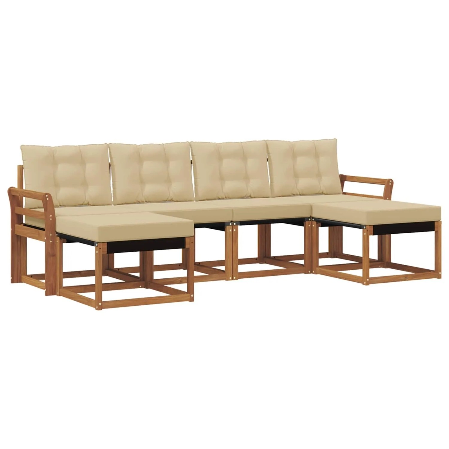 vidaXL Outdoor-Sofagarnitur mit Kissen 6-Tlg Natur und Beige 3368932