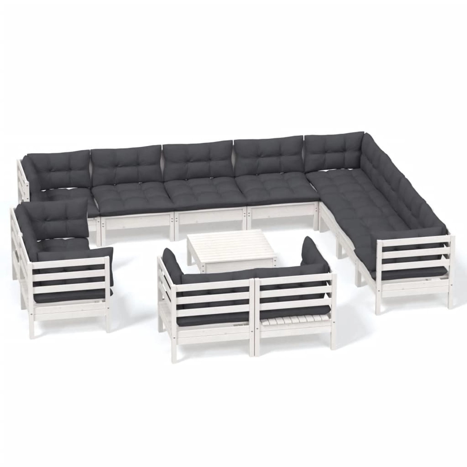 vidaXL 13-Tlg Garten-Lounge-Set mit Kissen Weiß Massivholz Kiefer 3096954 günstig online kaufen