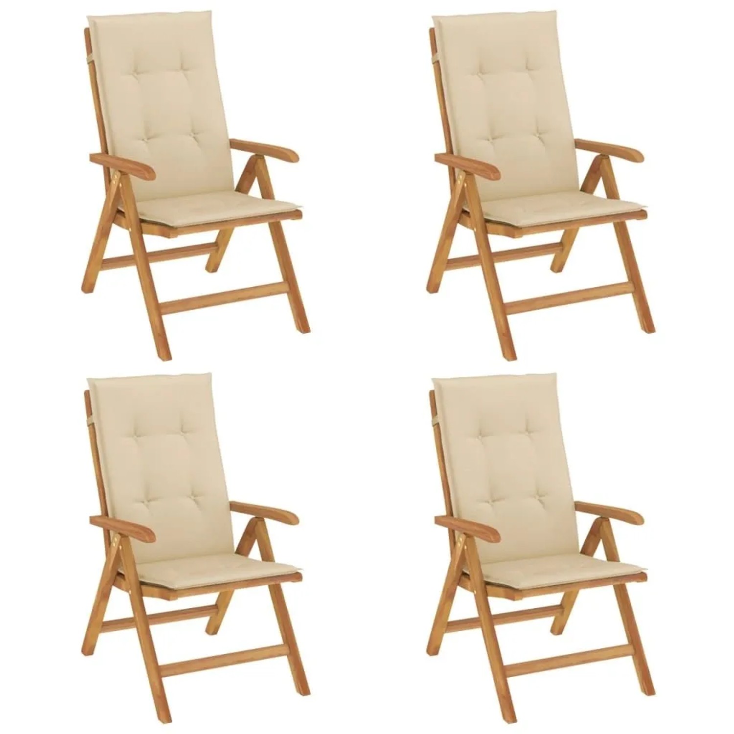 vidaXL Gartenstühle mit Kissen 4 Stk Massivholz Teak 3196466