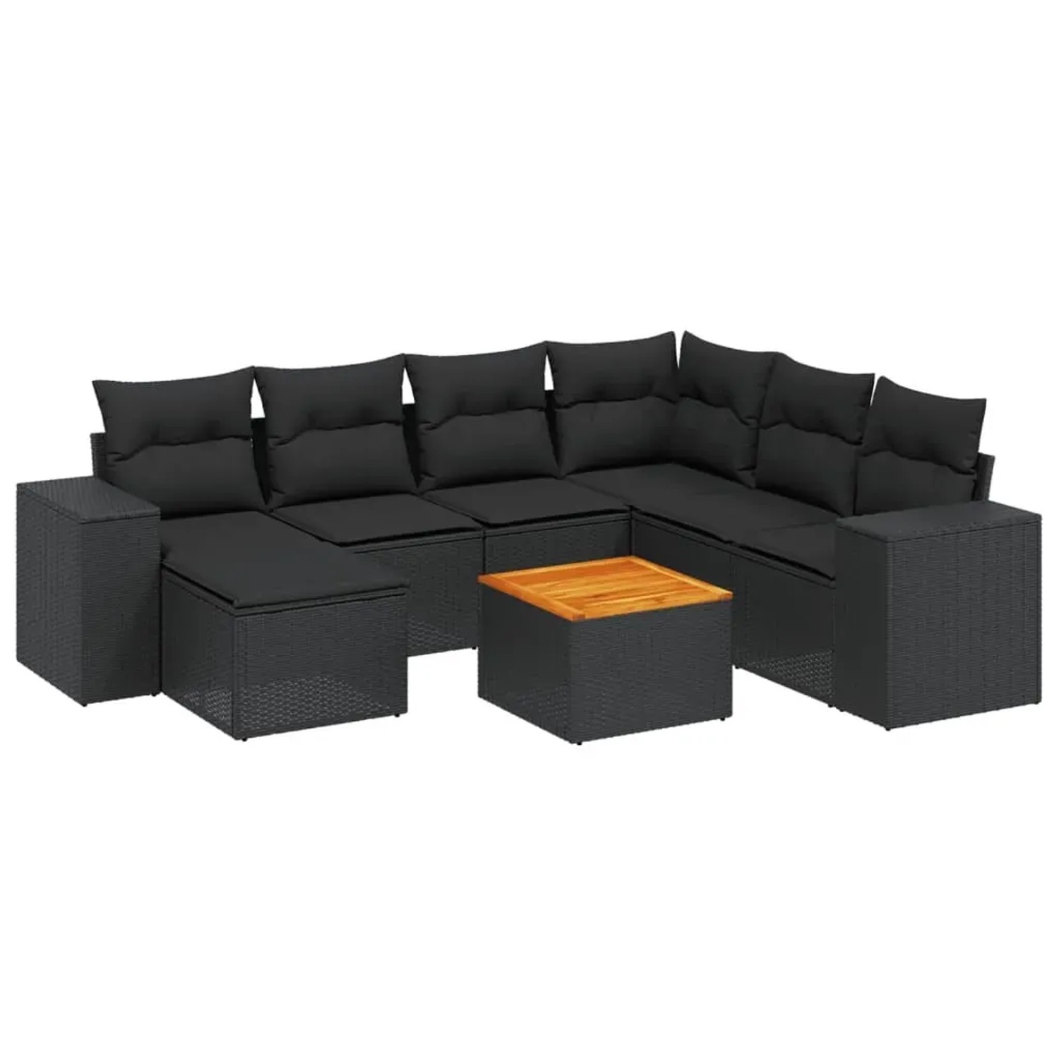 vidaXL 8-Tlg Garten-Sofagarnitur mit Kissen Schwarz Poly Rattan 3257889 günstig online kaufen