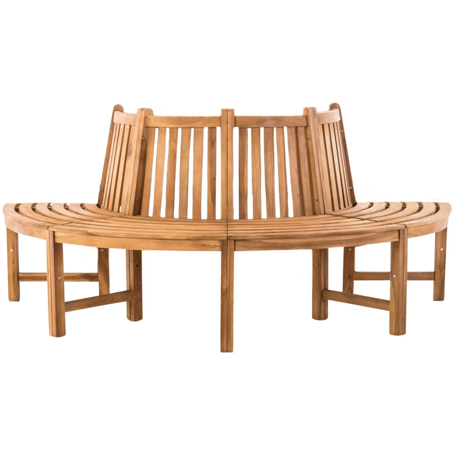 DELUKE Baumbank VEGAD Holz Teak 200x100x90cm Halbrunde Sitzbank Mit Lehne Baumbank Gartenbank Für Baum