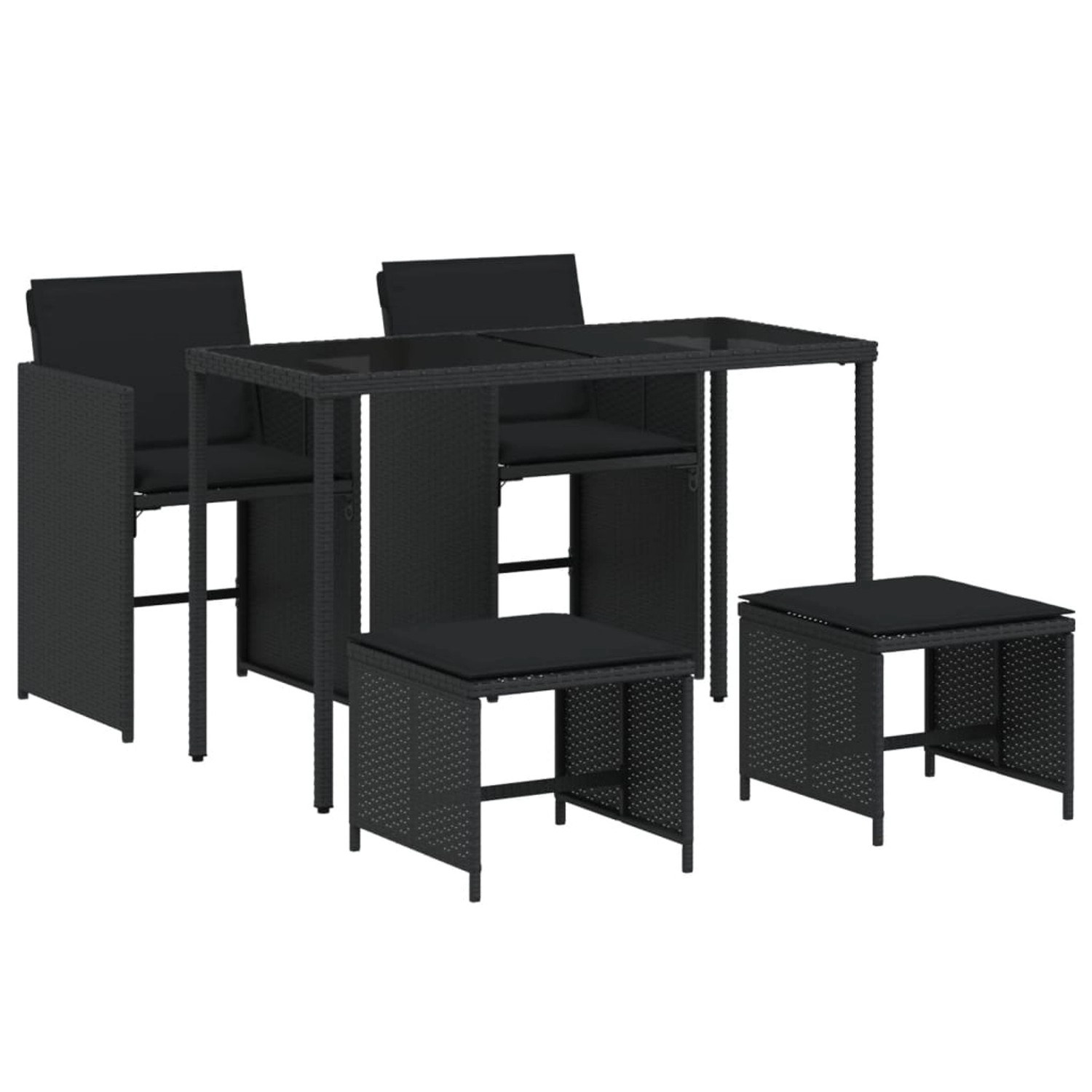 vidaXL 5-Tlg Garten-Essgruppe mit Kissen Schwarz Poly Rattan 365081 günstig online kaufen