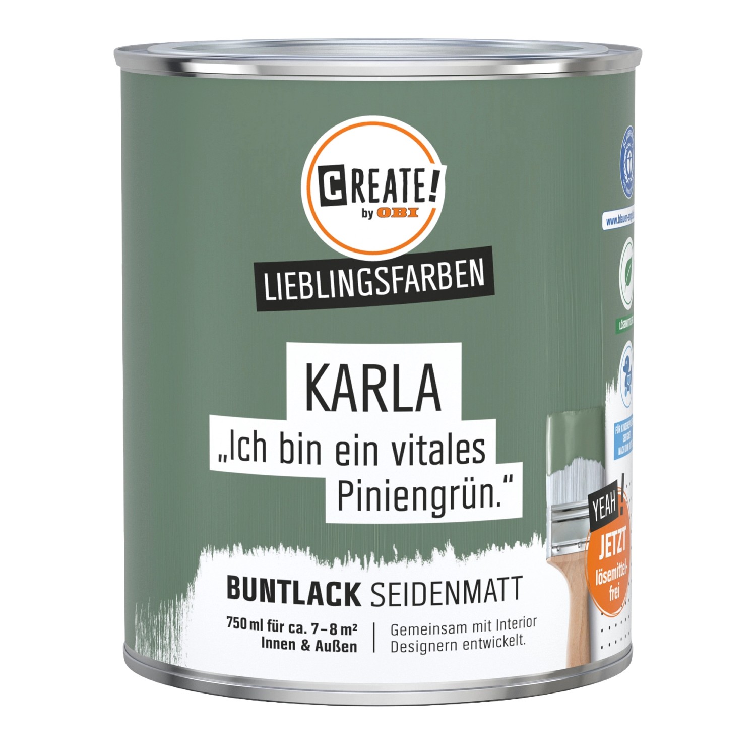 CREATE! by OBI Buntlack Lieblingsfarbe Karla Piniengrün Seidenmatt 0,75 l