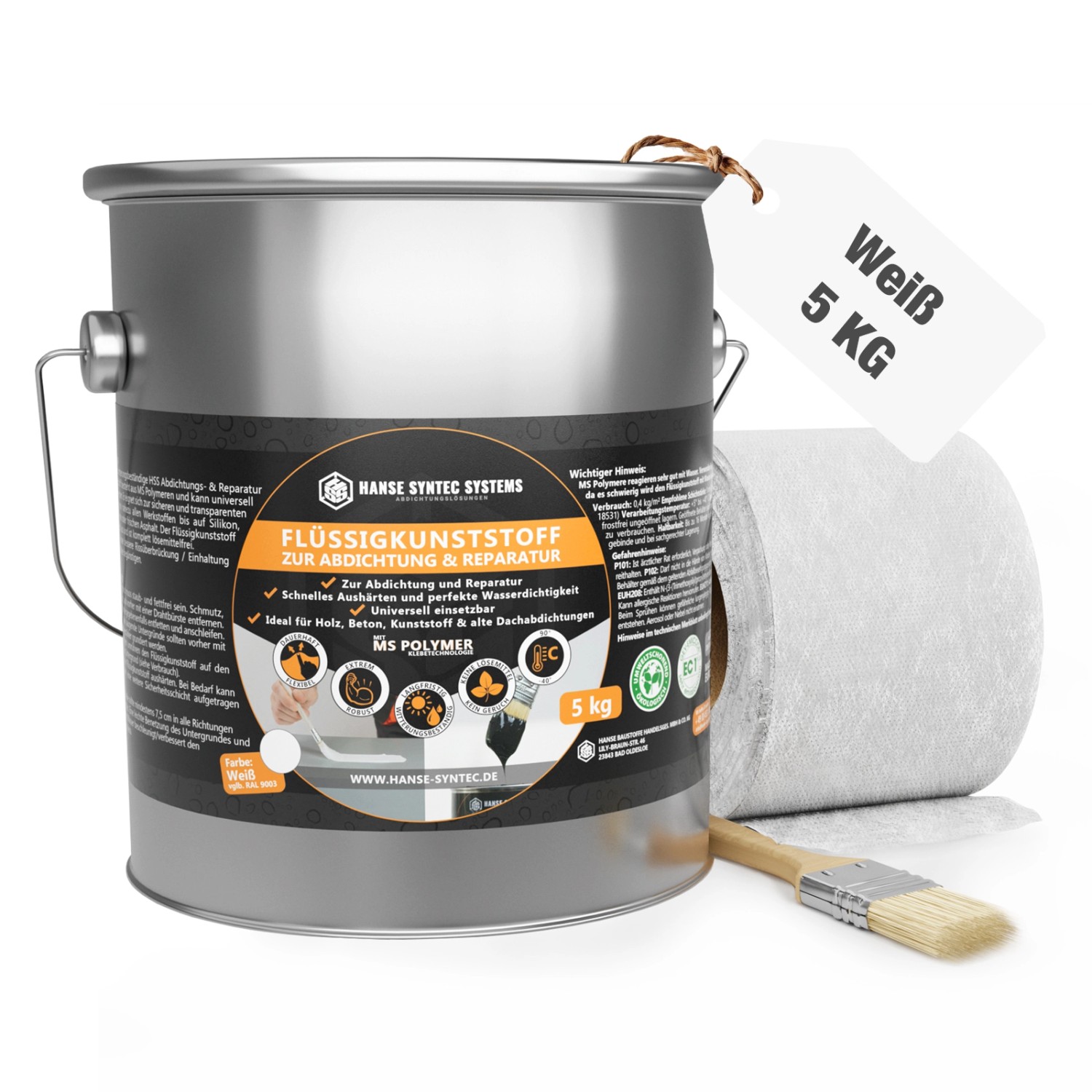 HSS Flüssigkunststoff Abdichtungs- und Reparatur-Set 5 kg Weiß