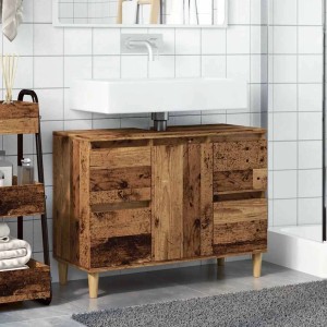 vidaXL Waschbeckenunterschrank Altholz-Optik 80x33x60 cm Holzwerkstoff 857126