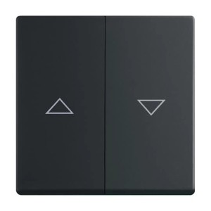 Busch-Jaeger Jalousiewippe Future Linear, schwarz matt, mit Pfeilsymbolen.