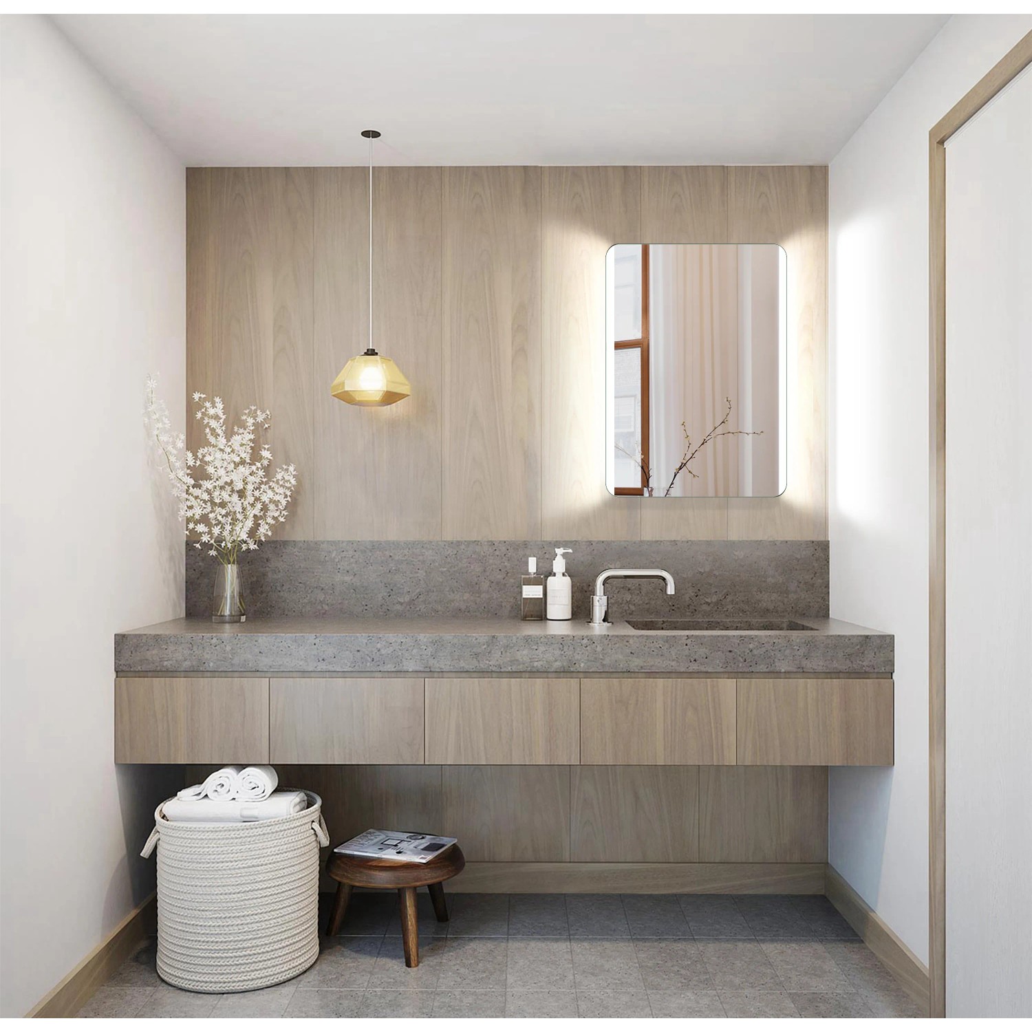 DSK Design LED-Lichtspiegel Chryst. Capelo 50x70 cm im Badezimmer.