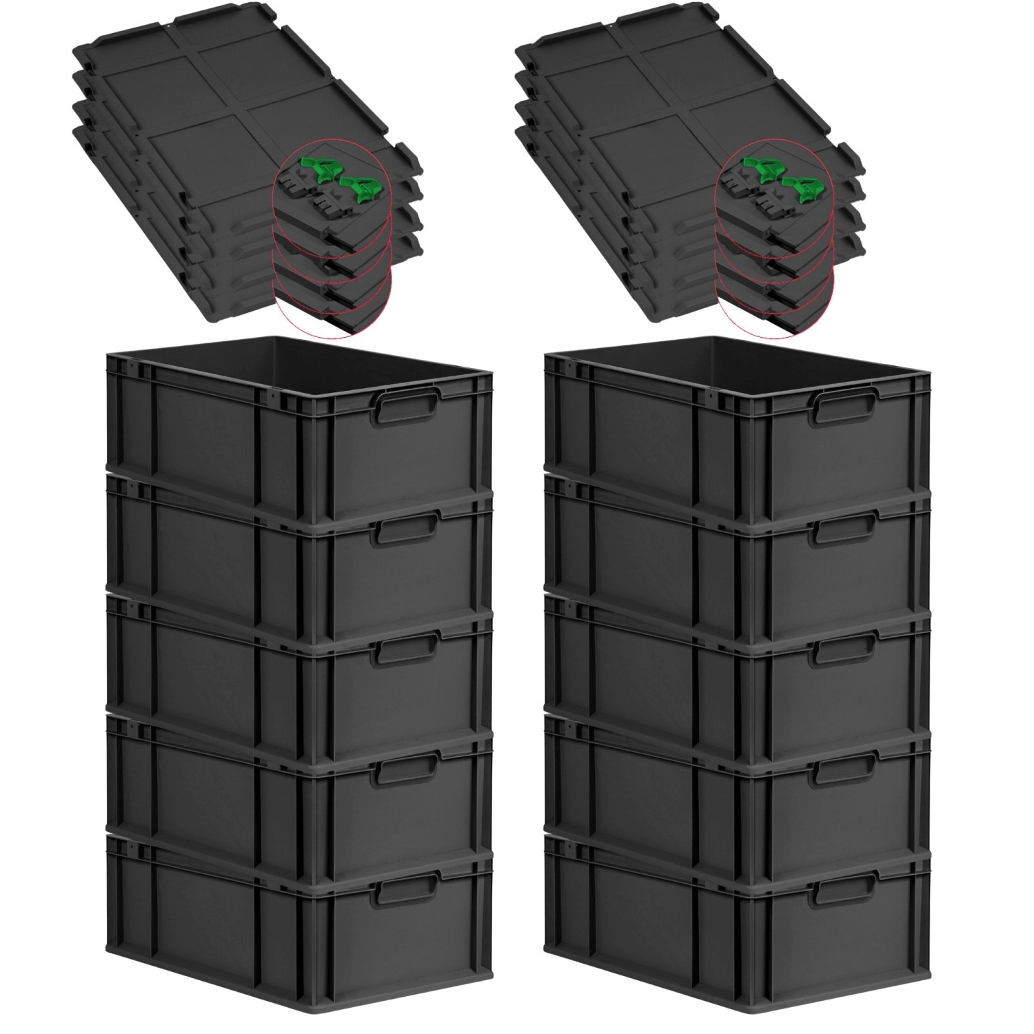 PROREGAL SuperSparSet 10x Eurobox Nextgen Grip Mit Scharnierdeckel Und Grün günstig online kaufen
