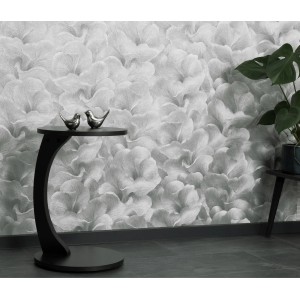 Erismann Vliestapete Fashion for Walls Floral Glow Silber mit floralem Muster.