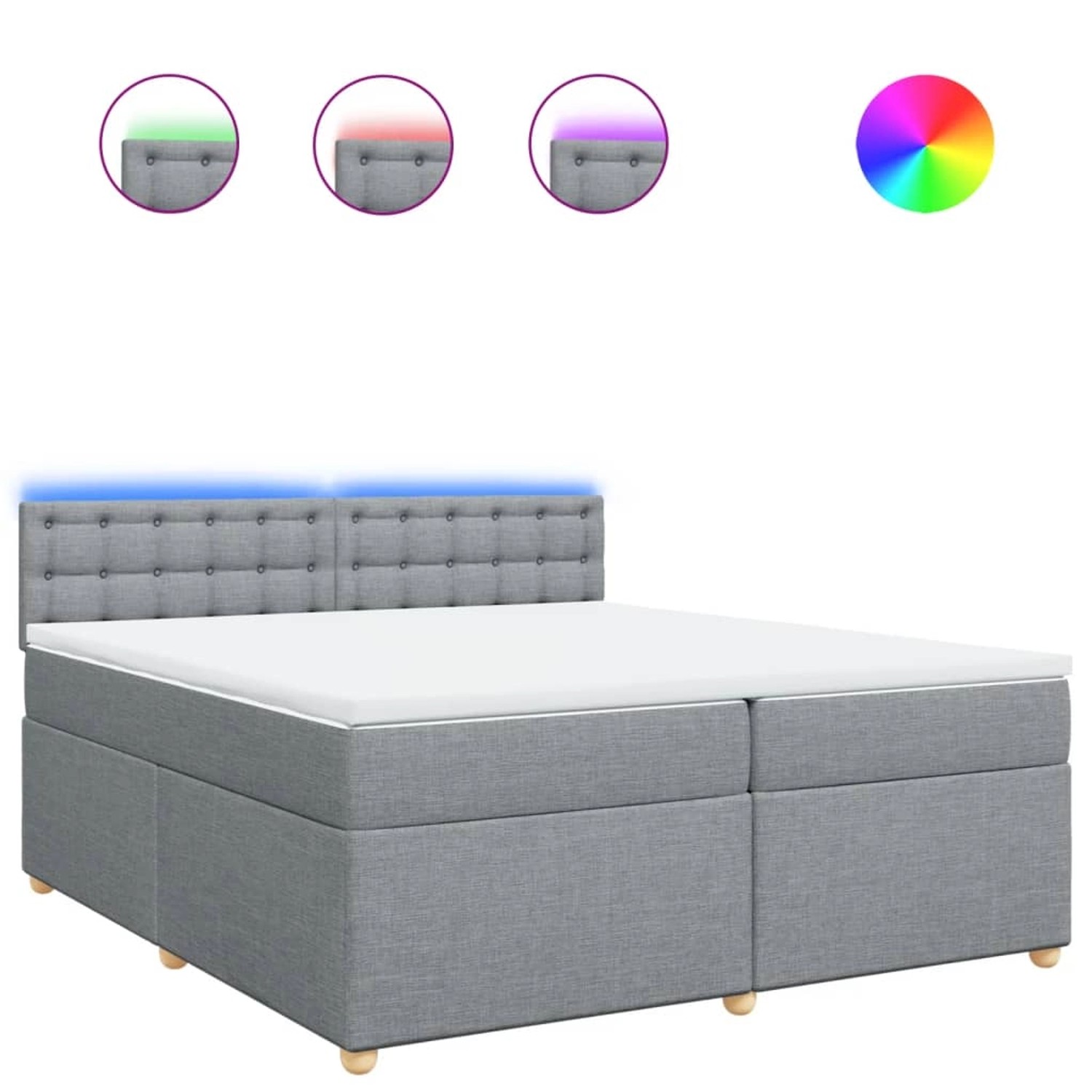 vidaXL Boxspringbett mit Matratze Hellgrau 200x200 cm Stoff 3289101 günstig online kaufen
