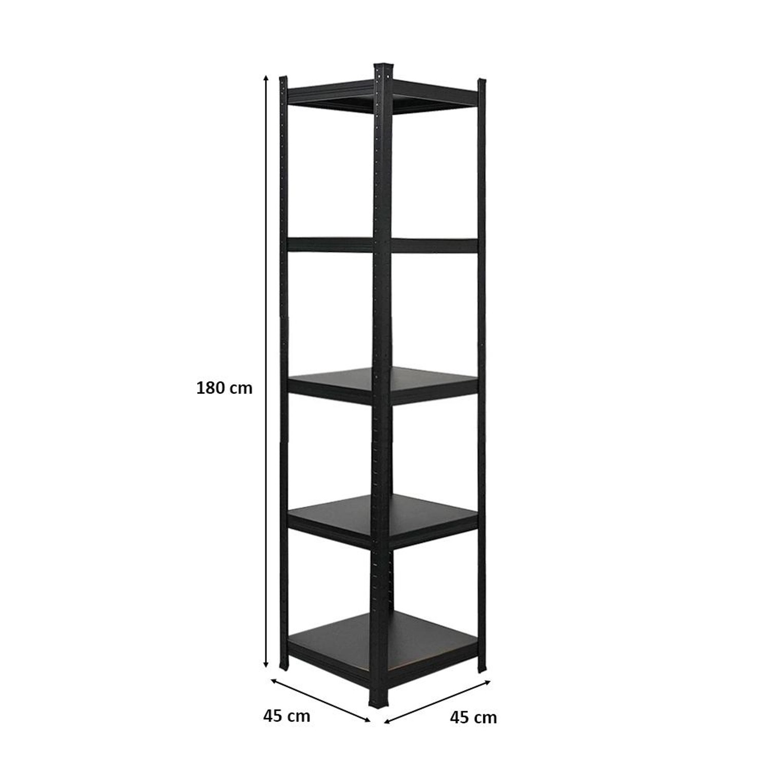 BERLINLODGE Wohnregal Ragnar, mattschwarz, 180x45x45cm, mit 5 Böden. Ideal als Bücherregal oder Büroregal.