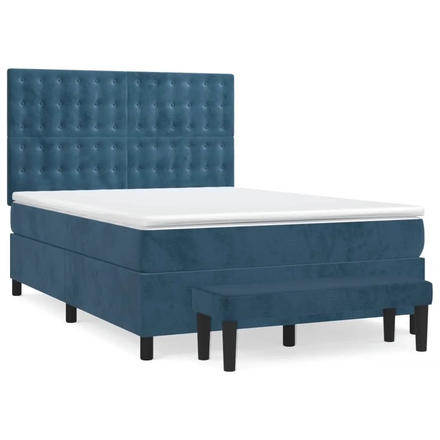 vidaXL Boxspringbett mit Matratze Dunkelblau 140x200 cm Samt 3138089 günstig online kaufen