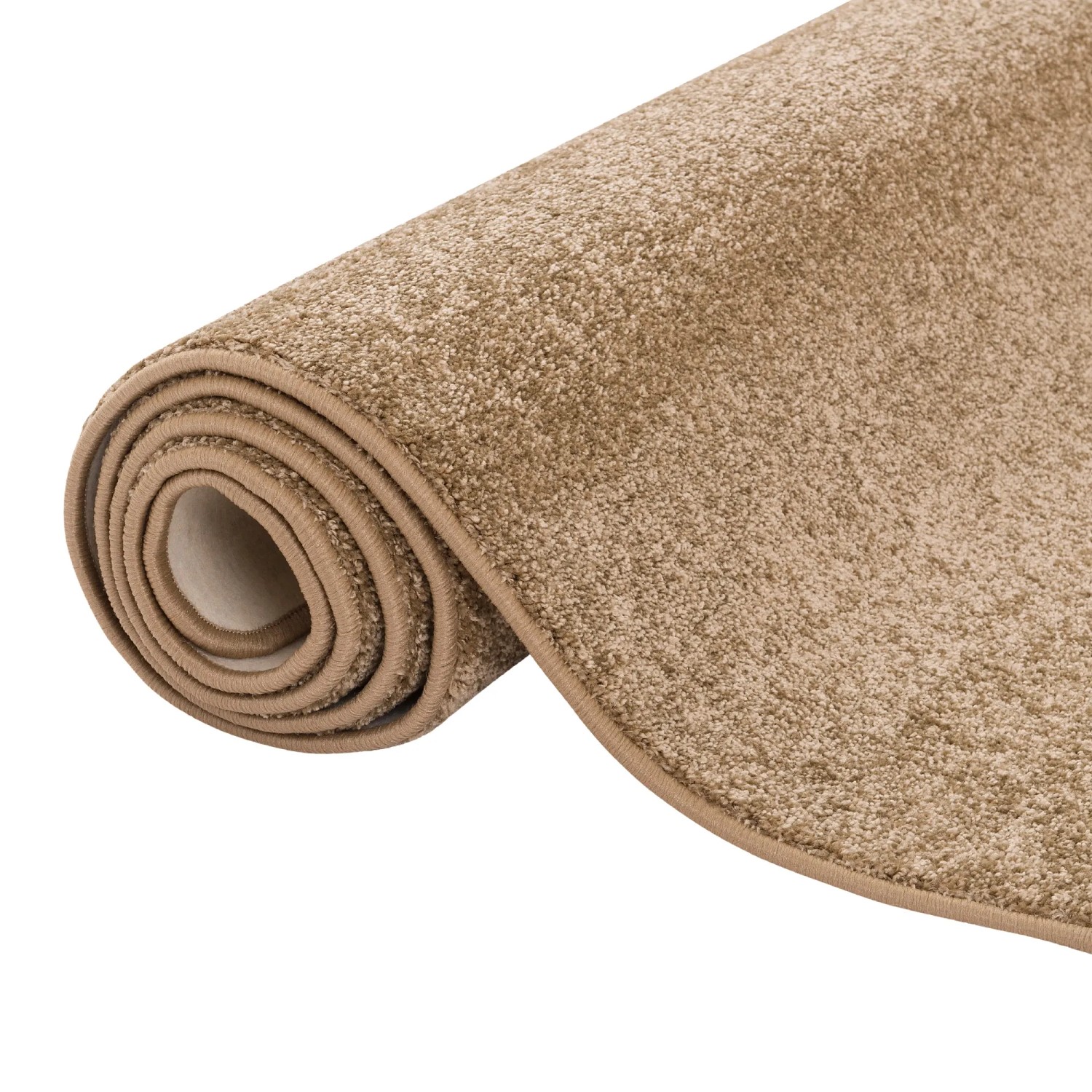 Gerollter, karamellfarbener Snapstyle Hochflor Teppich Luna, 140x200cm.