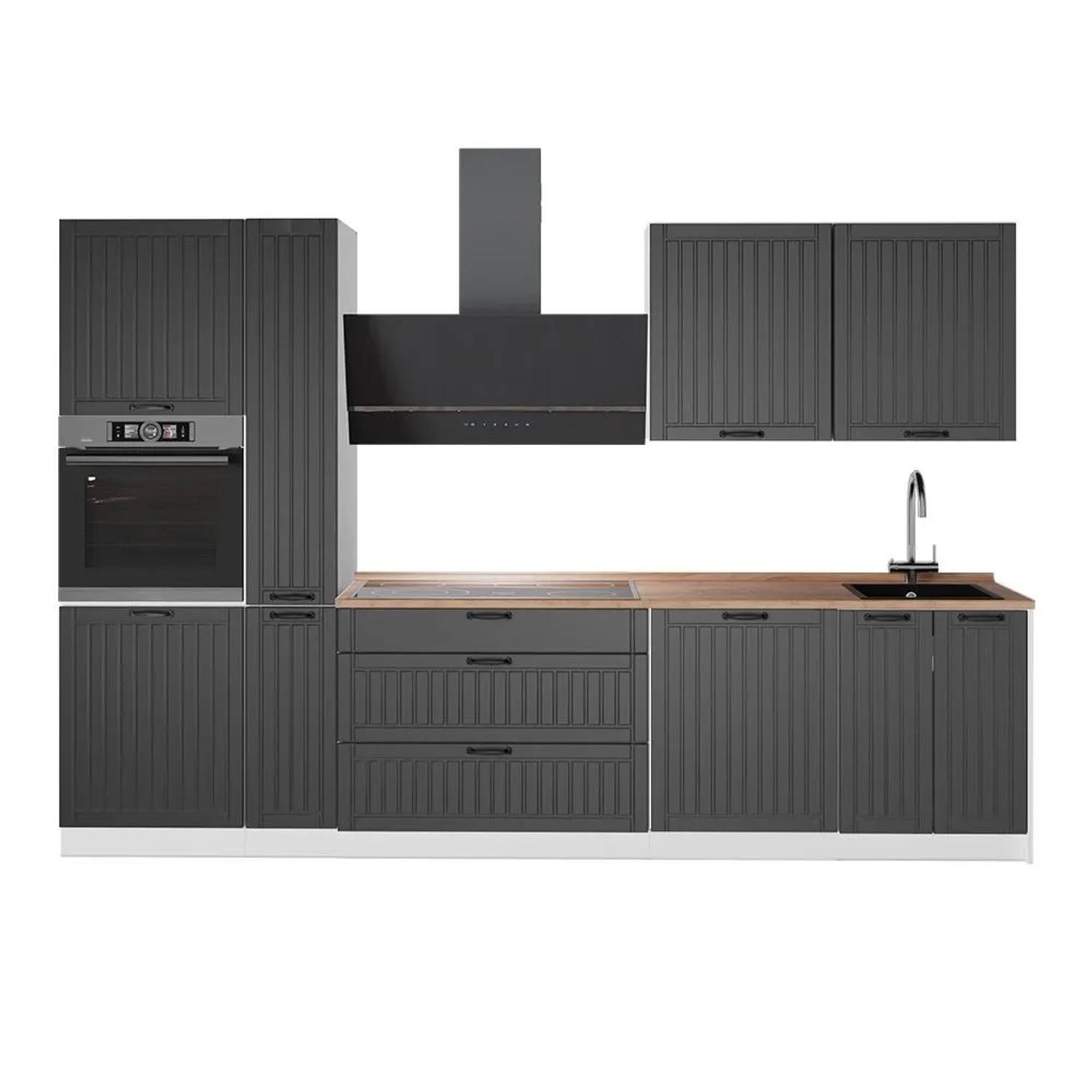 Vicco Küchenzeile Fame-Line Dunkelgrau/Weiß 310 x 207 AP Eiche Art Nr 64325