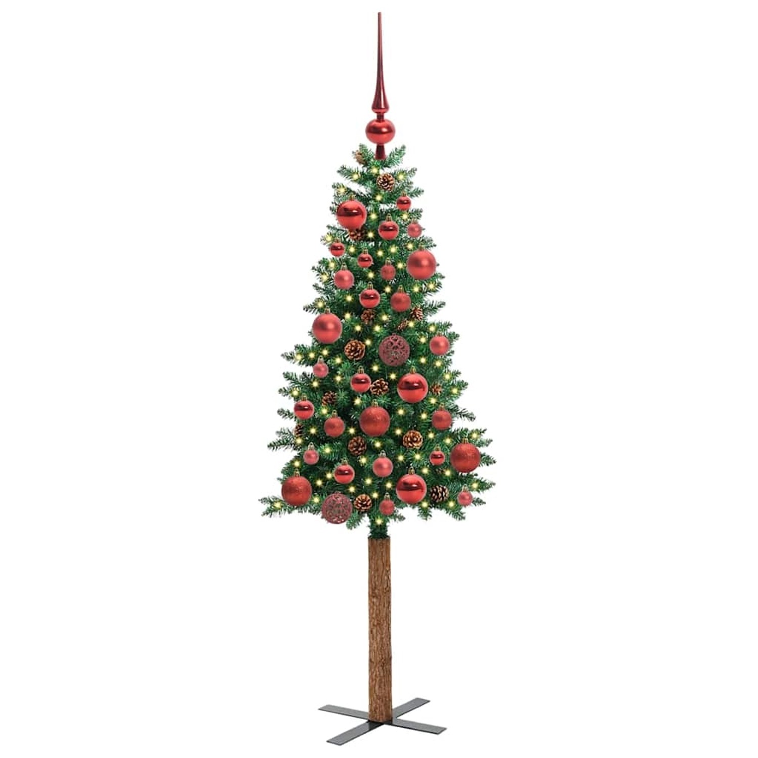 vidaXL Schlanker Weihnachtsbaum mit 150 LEDs mit Ständer Grün 150 cm 3394851