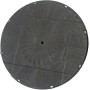 Schwarzes, rundes Stelzlager für Terrassendielen mit Balkenaufnahme, justierbar von 19-27 mm.