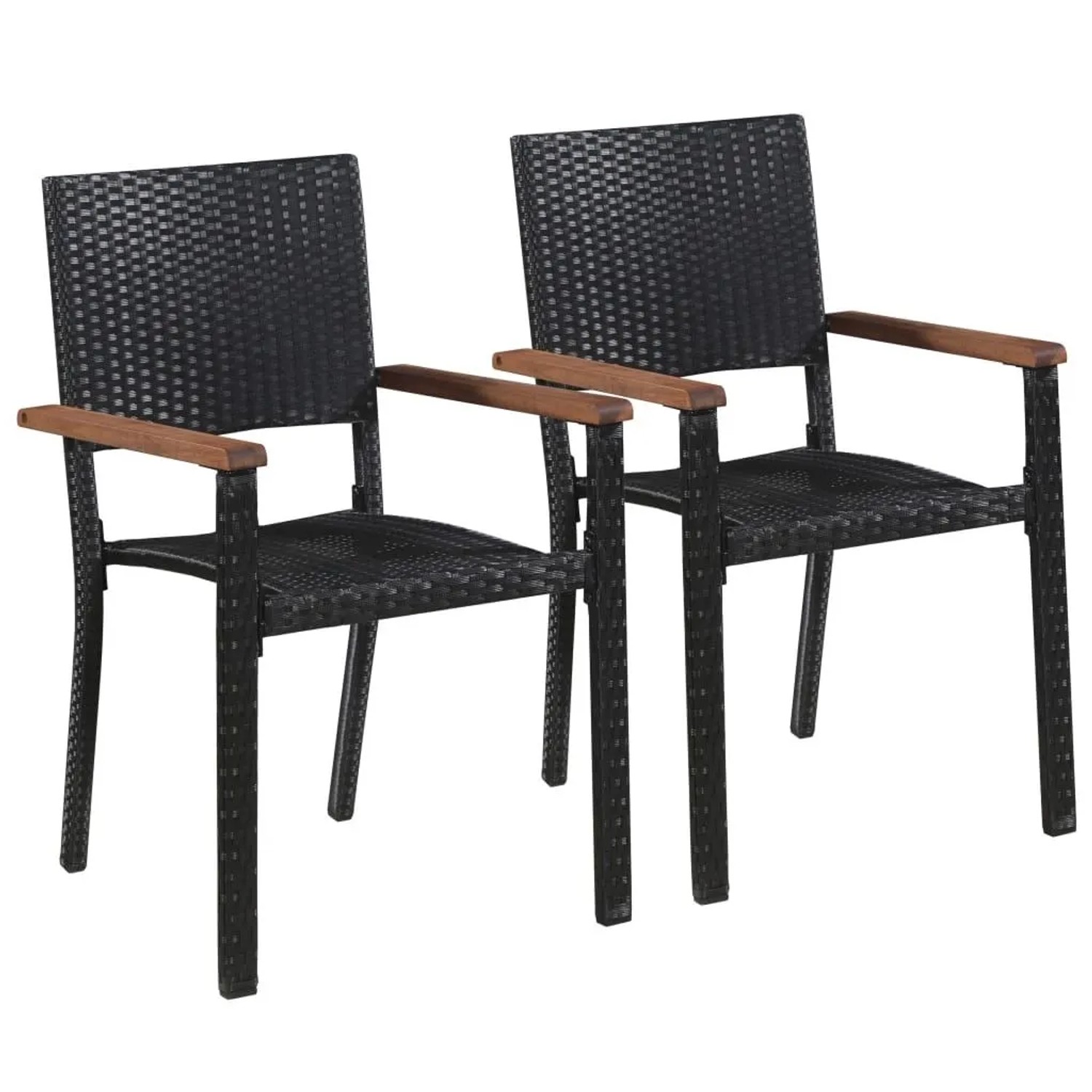 Furnicato Gartenstühle 2er Set Poly-rattan Mit Armlehnen 56x55x88 Cm Braun-schwarz