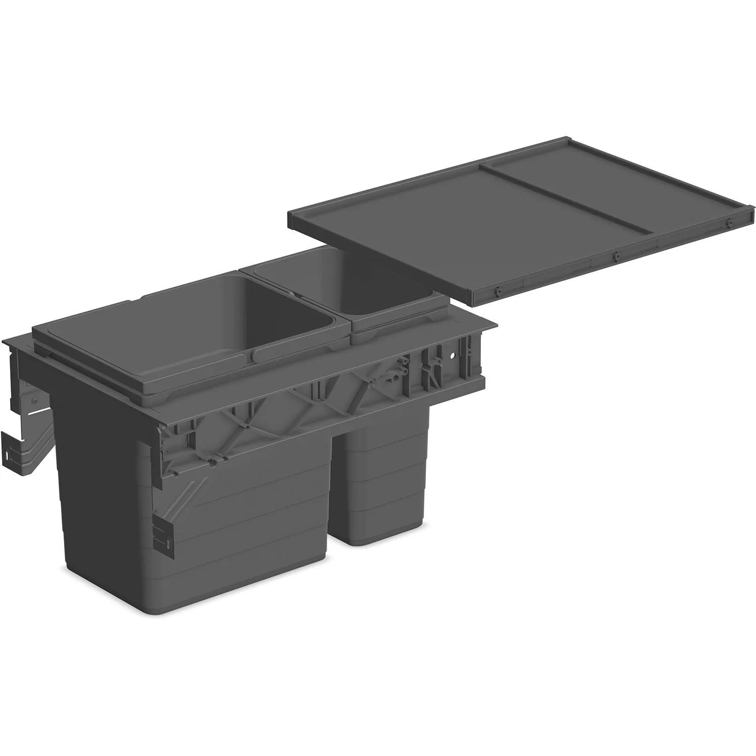 Ninka Mülltrennsystem Eins2sechs Korpusbreite 400mm 1x8, und 1x17, Kunststoff Dunkelgrau
