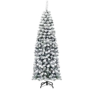 Costway Künstlicher Bleistift Weihnachtsbaum mit Schnee Grün 180cm