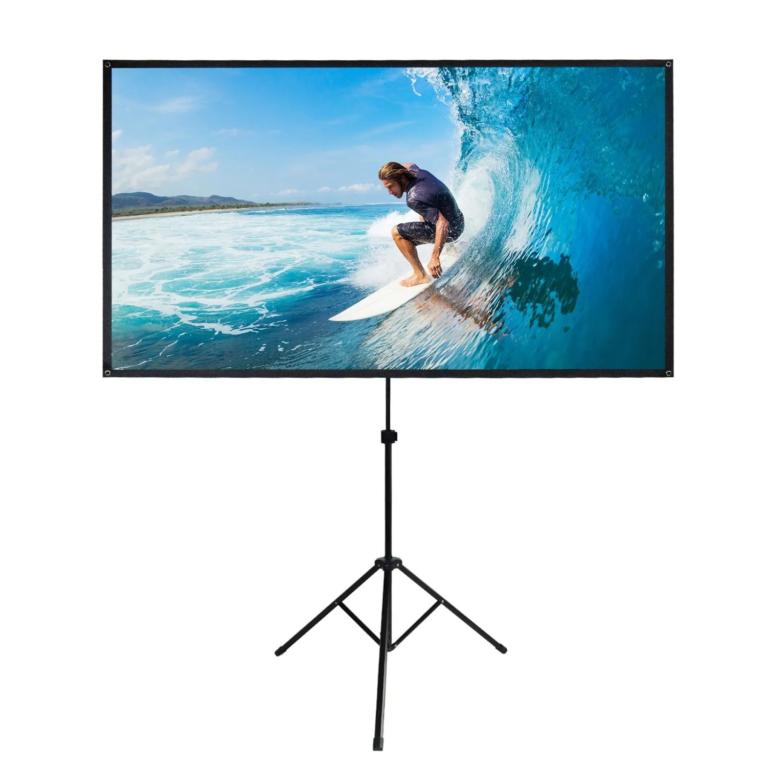 CCLIFE Klappbar Beamer Leinwand mit Stativ Inklusiv Montagematerial 80 Zoll Projektionsleinwand Rolloleinwand Heimkino Mobile