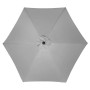 Doppler Marktschirm, Ø 210 cm, hellgrau, von unten. Sonnenschirm mit Kurbelmechanik.