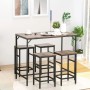 HOMCOM Bartisch-Set 5-teilig: rustikal-brauner Tisch mit 4 passenden Barhockern aus Stahl im modernen Industrial-Stil.