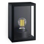 Schwarze, eckige Philips Alzor Außenwandleuchte mit Glas und LED-Leuchtmittel (exklusive).