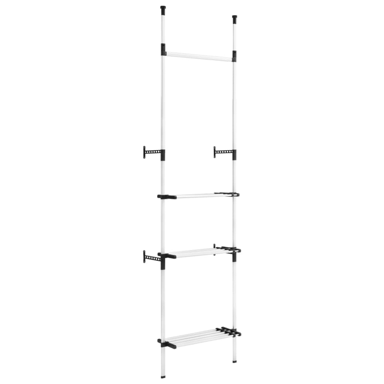 vidaXL Teleskop-Garderobe mit Stangen und Regal Aluminium 321113