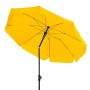 Gelber Doppler Balkonschirm Sunline, Ø 150 cm, mit Knickfunktion für flexible Ausrichtung.