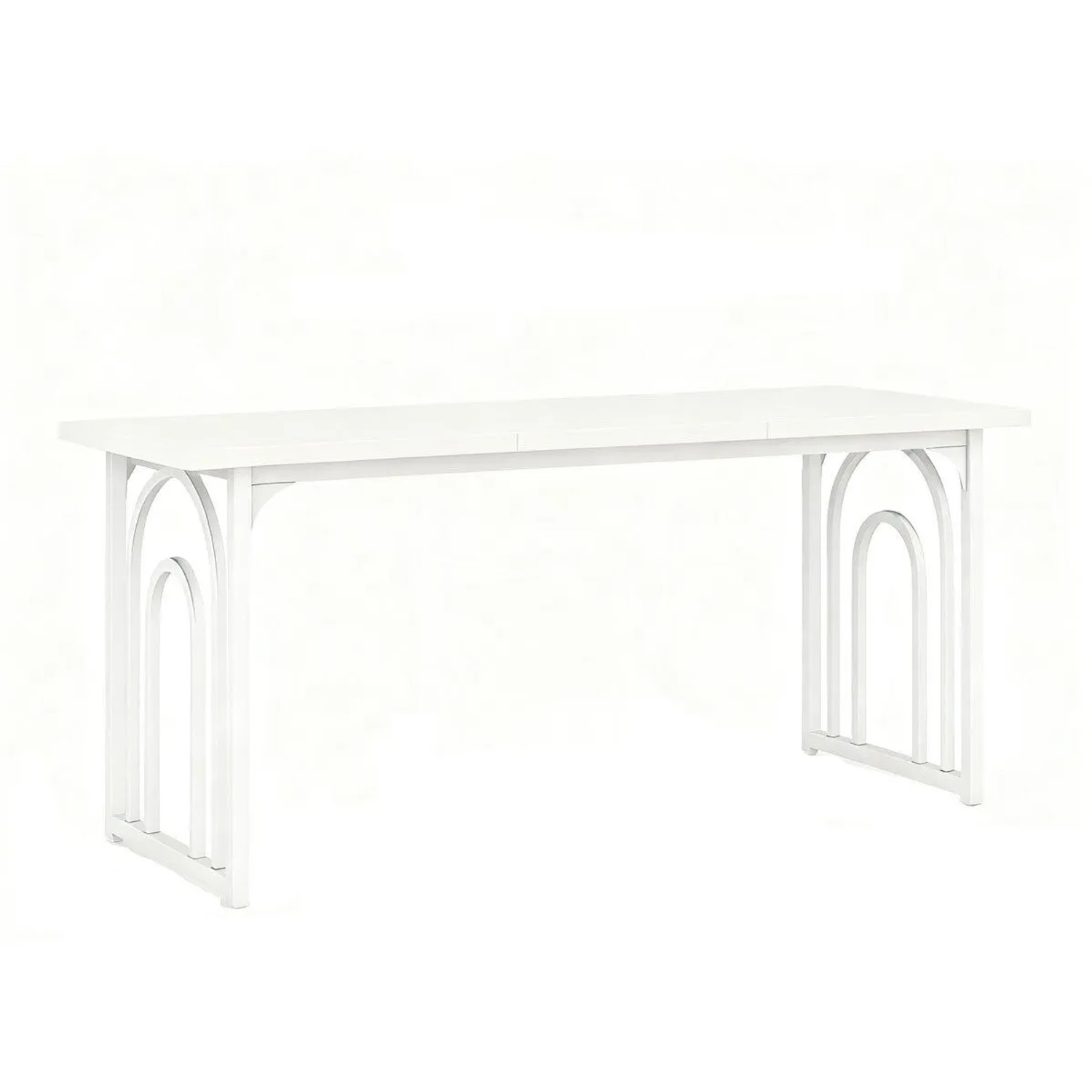 Costway Esszimmertisch Holz 160 x 60 cm mit Metallbeinen Weiß günstig online kaufen