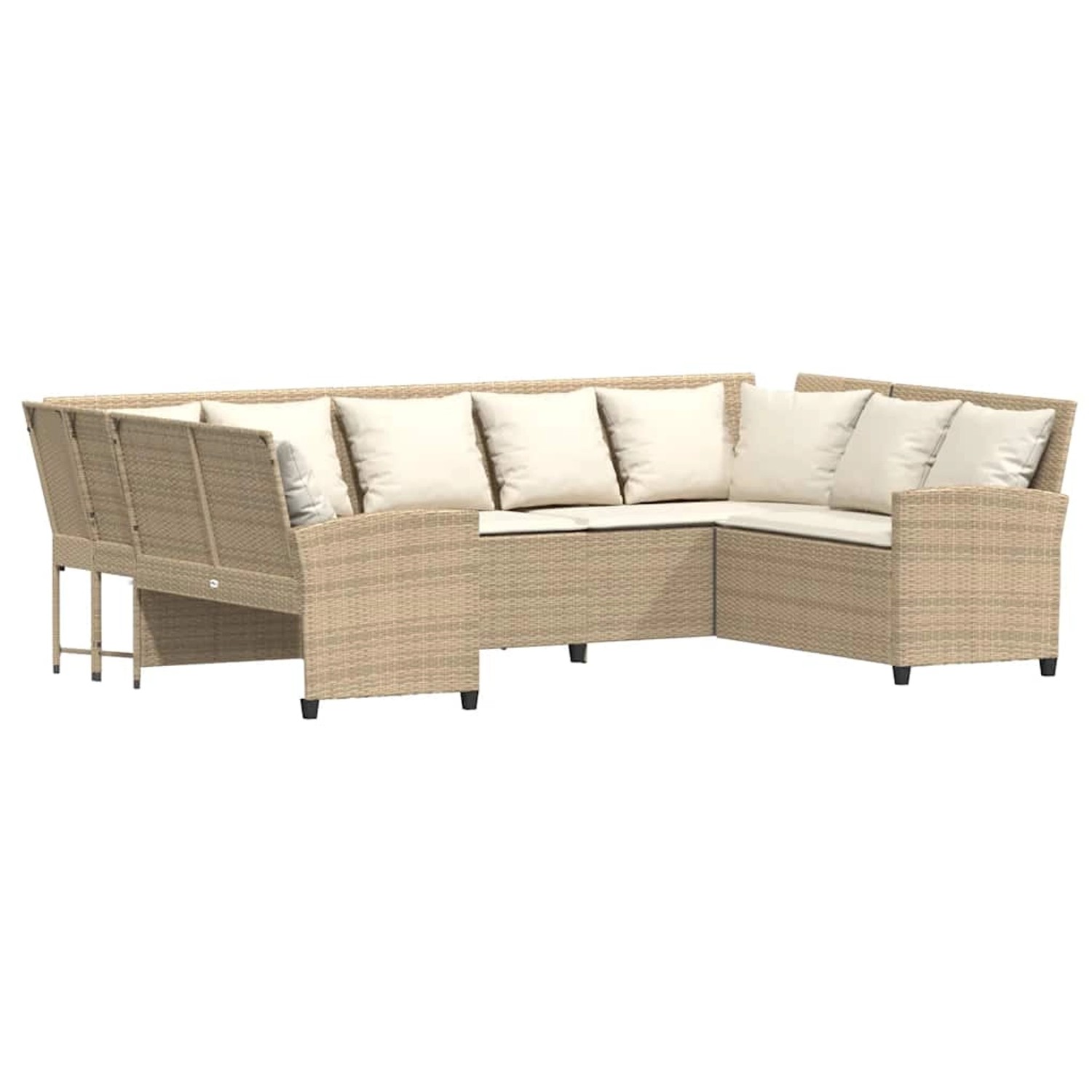 vidaXL Gartensofa mit Kissen Beige Poly Rattan 3365332 günstig online kaufen